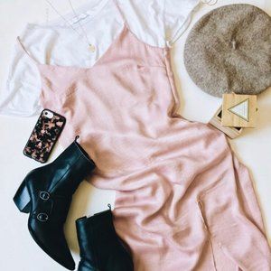 Blue Blush Satin Slip Dress